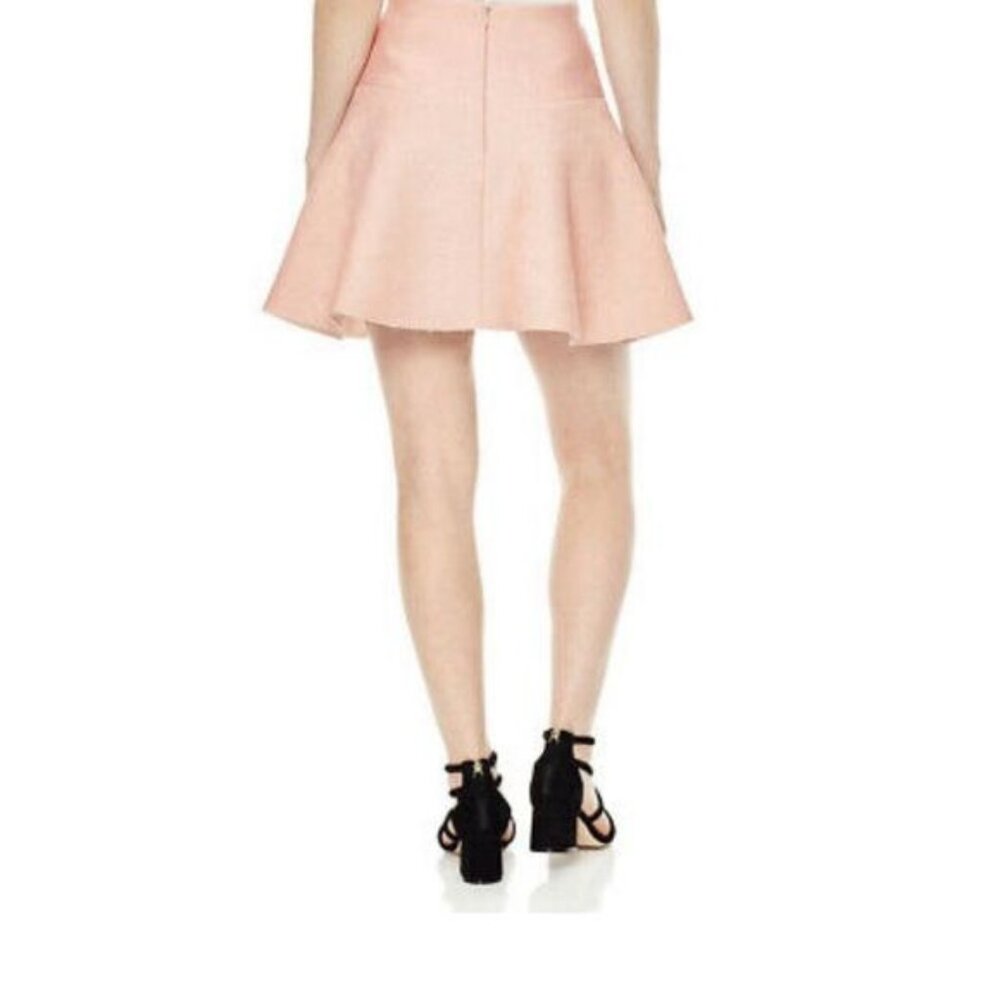 SANDRO PARIS Baya Flared Textured-crepe Mini Skirt Baby Pink size Medium - Picture 4 of 11